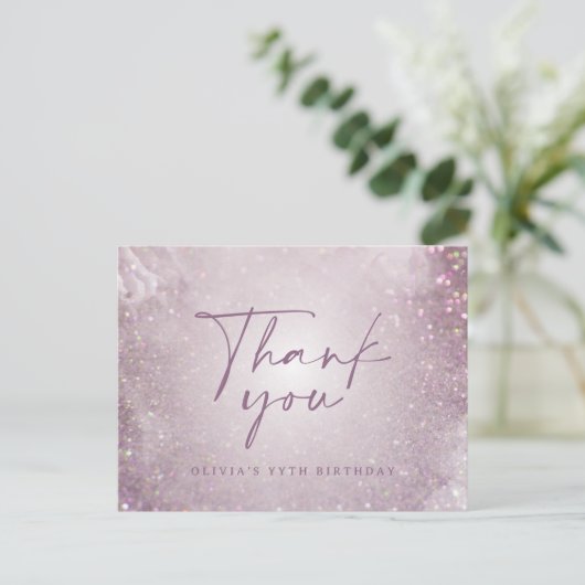 Lilac lila Glitzer Postkarte (Stehend Vorderseite)