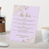 Lilac Lila & Gold Drinks oder Bar Menu Wedding Sockelschild (In SItu)