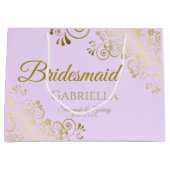 Lilac Lila & Gold Lace Elegante Große Geschenktüte (Vorderseite)