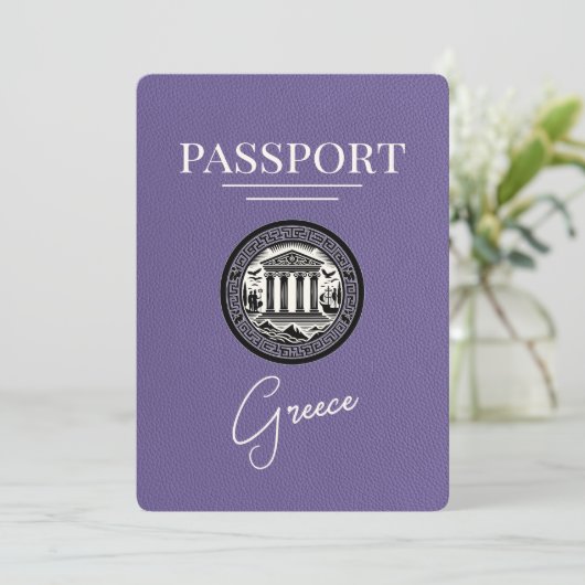 Lilac Lila Greece Passport Save the Date Card (Stehend Vorderseite)