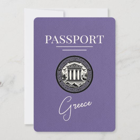 Lilac Lila Greece Passport Save the Date Card (Vorderseite)