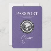 Lilac Lila Greece Passport Wedding Einladung (Rückseite)