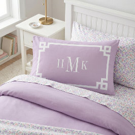 Lilac Lila griechischer Key Monogram Standard Kissenbezug