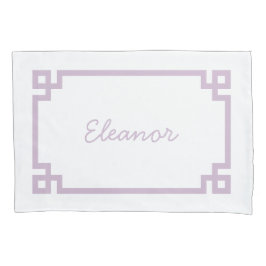 Lilac Lila griechischer Key Monogram Standard Kissenbezug