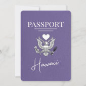 Lilac Lila Hawaii Passport Wedding Einladung (Rückseite)