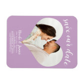 Lilac Lila Heart Foto Wedding Save the Date Magnet (Horizontal)