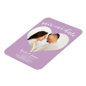 Lilac Lila Heart Foto Wedding Save the Date Magnet (Linke Seite)