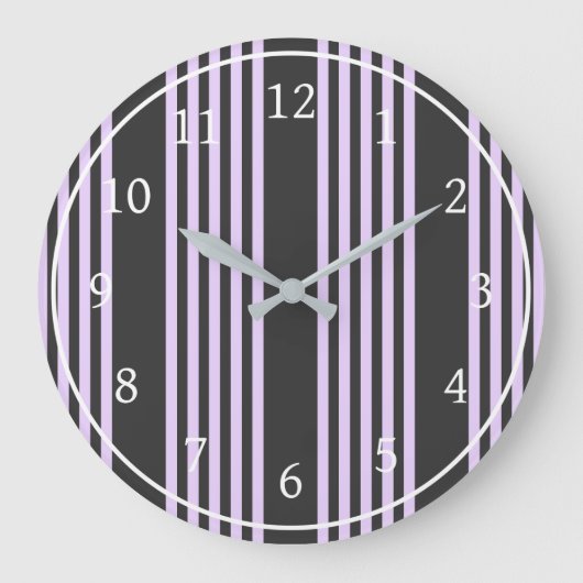 Lilac-lila-Holzkohle-Fünf-Streifen Große Wanduhr (Vorderseite)