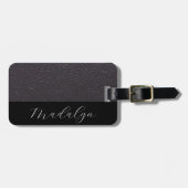 Lilac Lila Imitate Leather Texturschrift Custom Gepäckanhänger (Vorderseite horizontal)