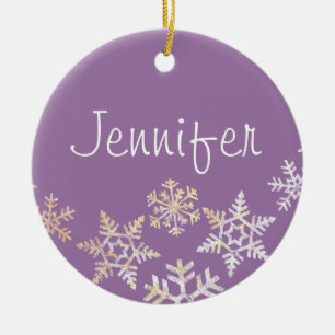 Lilac Lila Individuelle Name mit Schneeflocken Keramik Ornament