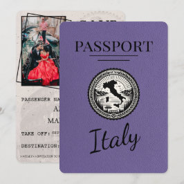 Lilac Lila Italy Passport Save The Date