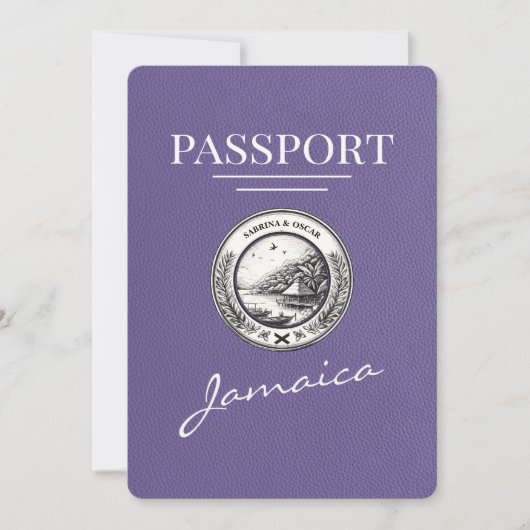 Lilac Lila Jamaica Passport Save the Date (Vorderseite)
