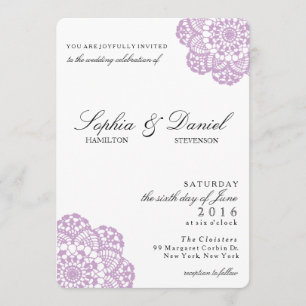 Lilac Lila Lace Doily Wedding Einladung