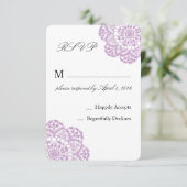 Lilac Lila Lace RSVP Karte (Stehend Vorderseite)