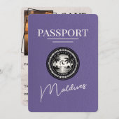 Lilac Lila Maldives Passport Save the Date (Vorne/Hinten)