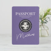 Lilac Lila Maldives Passport Save the Date (Stehend Vorderseite)