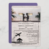 Lilac Lila Maldives Passport Wedding Einladung (Vorne/Hinten)
