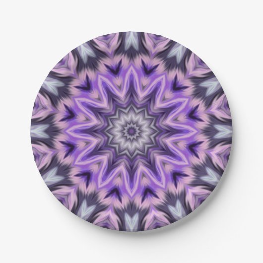 Lilac lila Mandala Pappteller (Vorderseite)