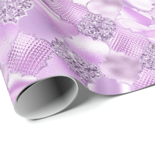 Lilac Lila marokkanisches Quatrefolienmuster Geschenkpapier (Rolleneckpunkt)