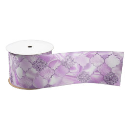 Lilac Lila marokkanisches Quatrefolienmuster Satinband