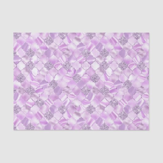 Lilac Lila marokkanisches Quatrefolienmuster Seidenpapier (Vorderseite)