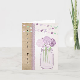 Lilac Lila Mason Jar Burlap Lace Vielen Dank Dankeskarte
