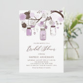 Lilac Lila Mason Jars Brautparty Einladung (Stehend Vorderseite)