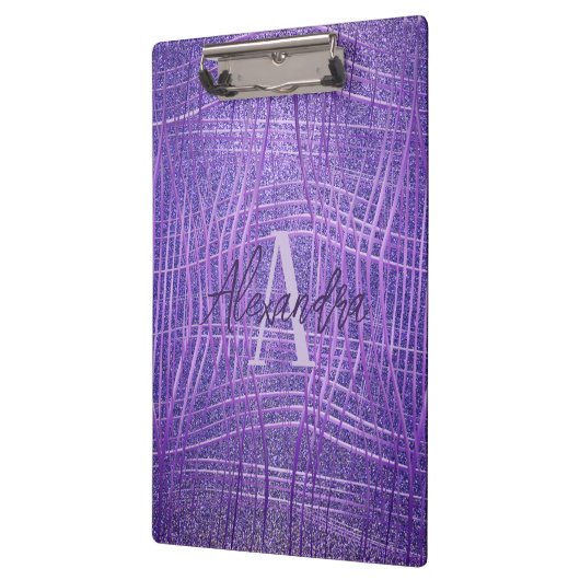 Lilac Lila Metallic Glitzer Modernes Glam Luxus Klemmbrett (Links)