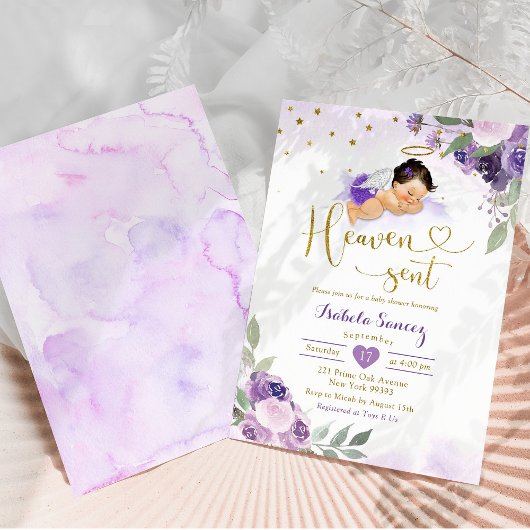 Lilac Lila Mexican Baby Heaven Sent Baby Dusche Einladung