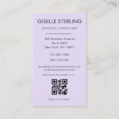 Lilac Lila Minimal Foto QR Code Modern Visitenkarte (Rückseite)