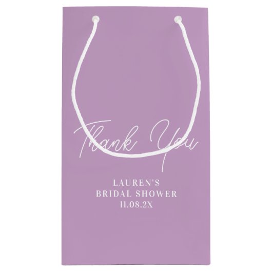 Lilac Lila Minimalistisches Brautparty Vielen Dank Kleine Geschenktüte (Rückseite)