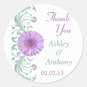 Lilac Lila Mint Floral Wedding Vielen Dank Runder Aufkleber
