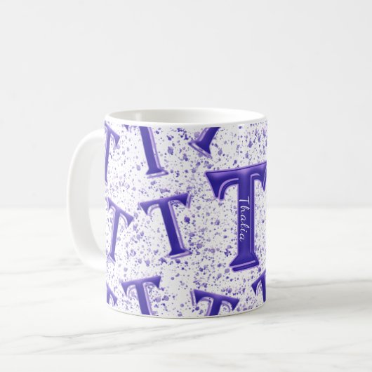 Lilac Lila Modern Monogram Personalisiert Name Fun Kaffeetasse (Vorderseite Links)