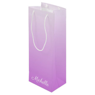 Lilac lila ombre personalisiert name geschenktüte für weinflaschen