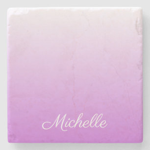 Lilac lila ombre personalisiert name steinuntersetzer