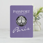 Lilac Lila Paris Passport Save the Date (Stehend Vorderseite)