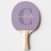 Lilac Lila Personalisiert Script Monogram Name Tischtennis Schläger (Vorderseite)