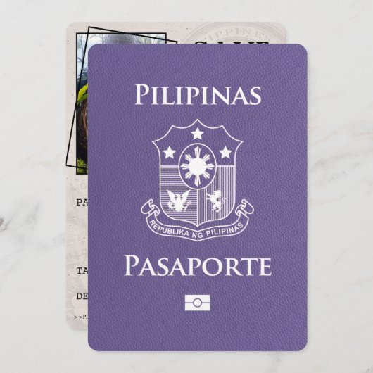 Lilac Lila Philippines Pass Save the Date (Vorne/Hinten)