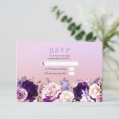 Lilac Lila & Pink Blush Rose Blumenzange RSVP Einladung (Stehend Vorderseite)