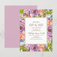 Lilac Lila Pink Floral Sip Babydusche