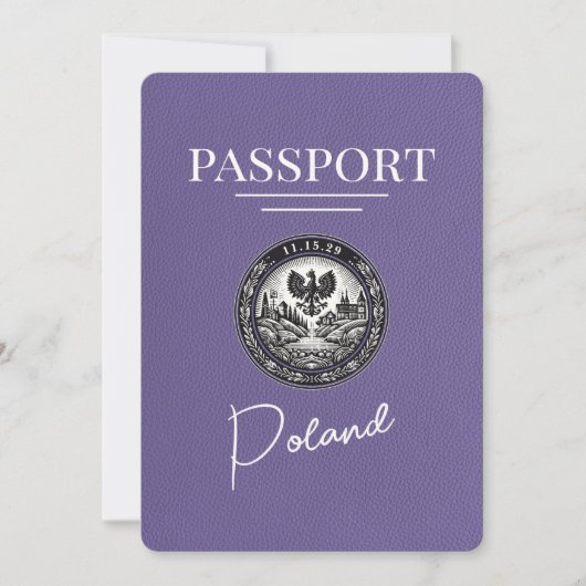 Lilac Lila Poland Passport Save the Date (Vorderseite)