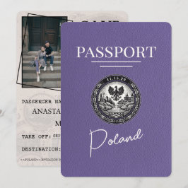 Lilac Lila Poland Passport Save the Date