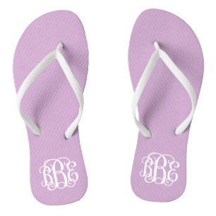 Lilac Lila Preppy Script Monogram Badesandalen