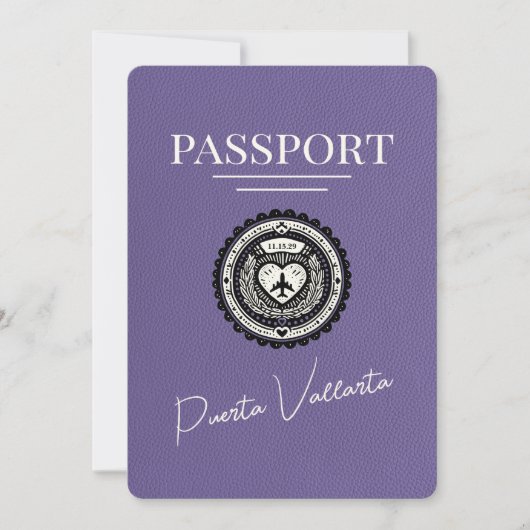 Lilac Lila Puerta Vallarta Passport Save The Date (Vorderseite)