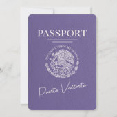 Lilac Lila Puerta Vallarta Passport Wedding Einladung (Rückseite)