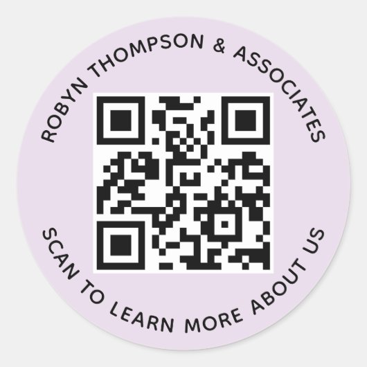 Lilac Lila QR-Code-Sticker Runder Custom Company Runder Aufkleber (Vorderseite)