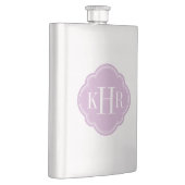 Lilac Lila Quatrefolie Custom Monogram Flachmann (Rechts)