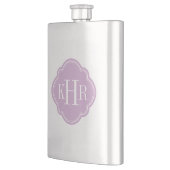 Lilac Lila Quatrefolie Custom Monogram Flachmann (Links)