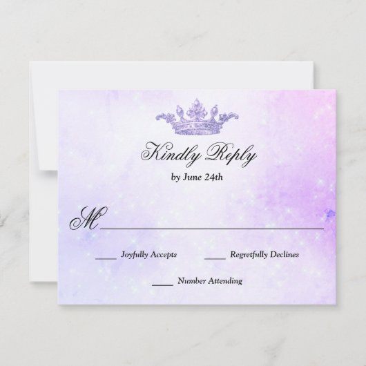 Lilac Lila Quinceanera RSVP Karte (Vorderseite)