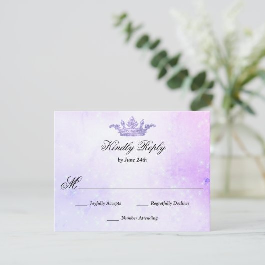 Lilac Lila Quinceanera RSVP Karte (Stehend Vorderseite)